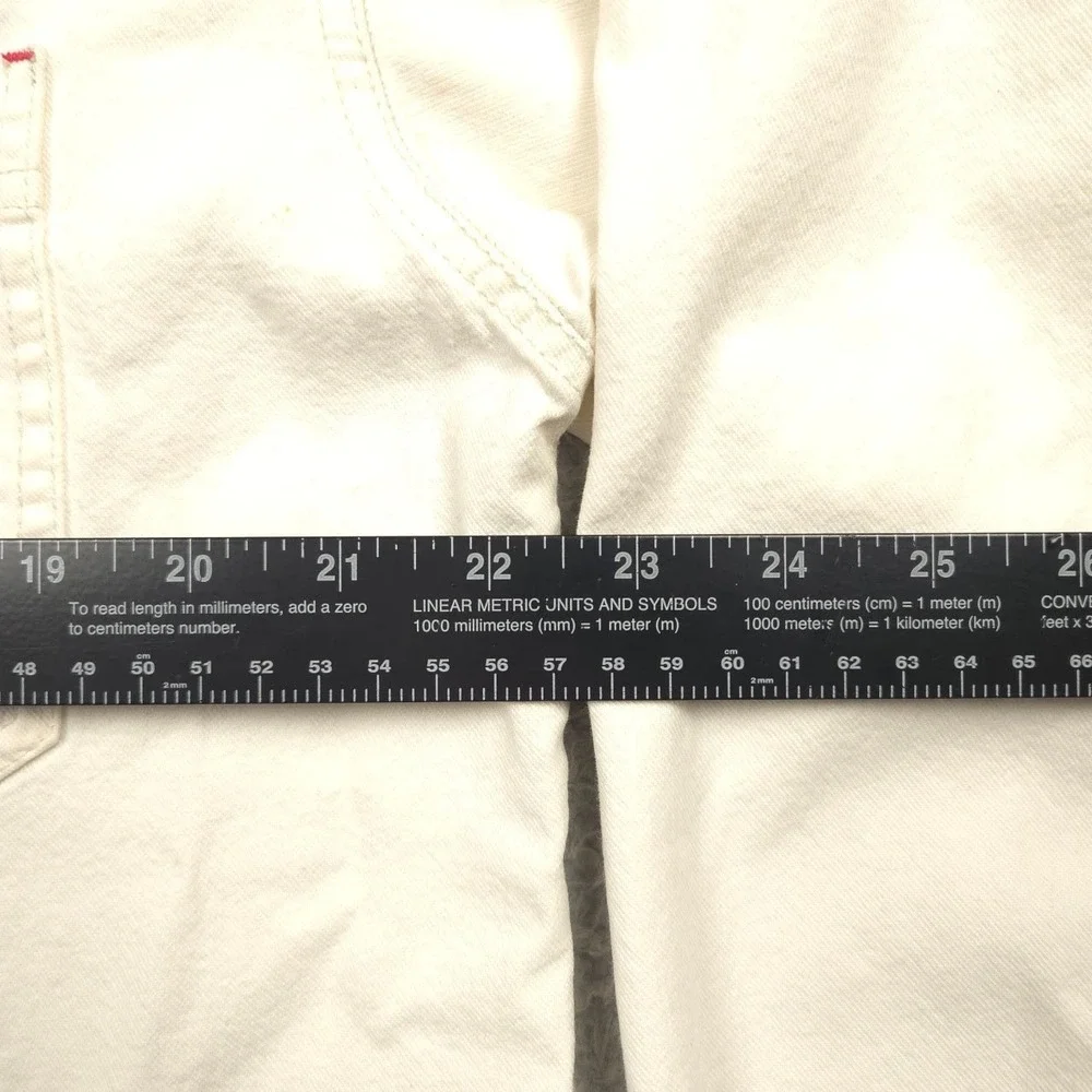 Vintage 1997 Levi's Red Tab White Denim Work Shirt Long Sleeve Metal Buttons